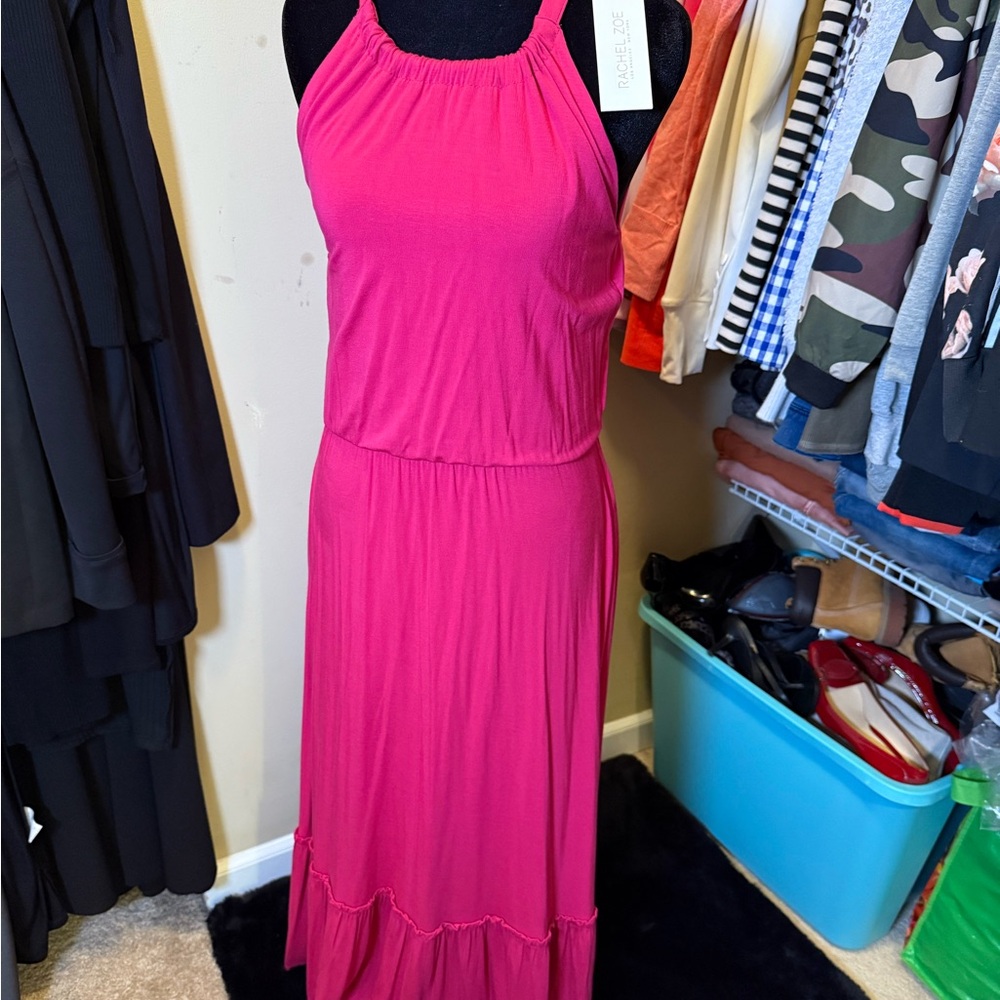 Rachel Zoe Fuchsia Halter Maxi Dress